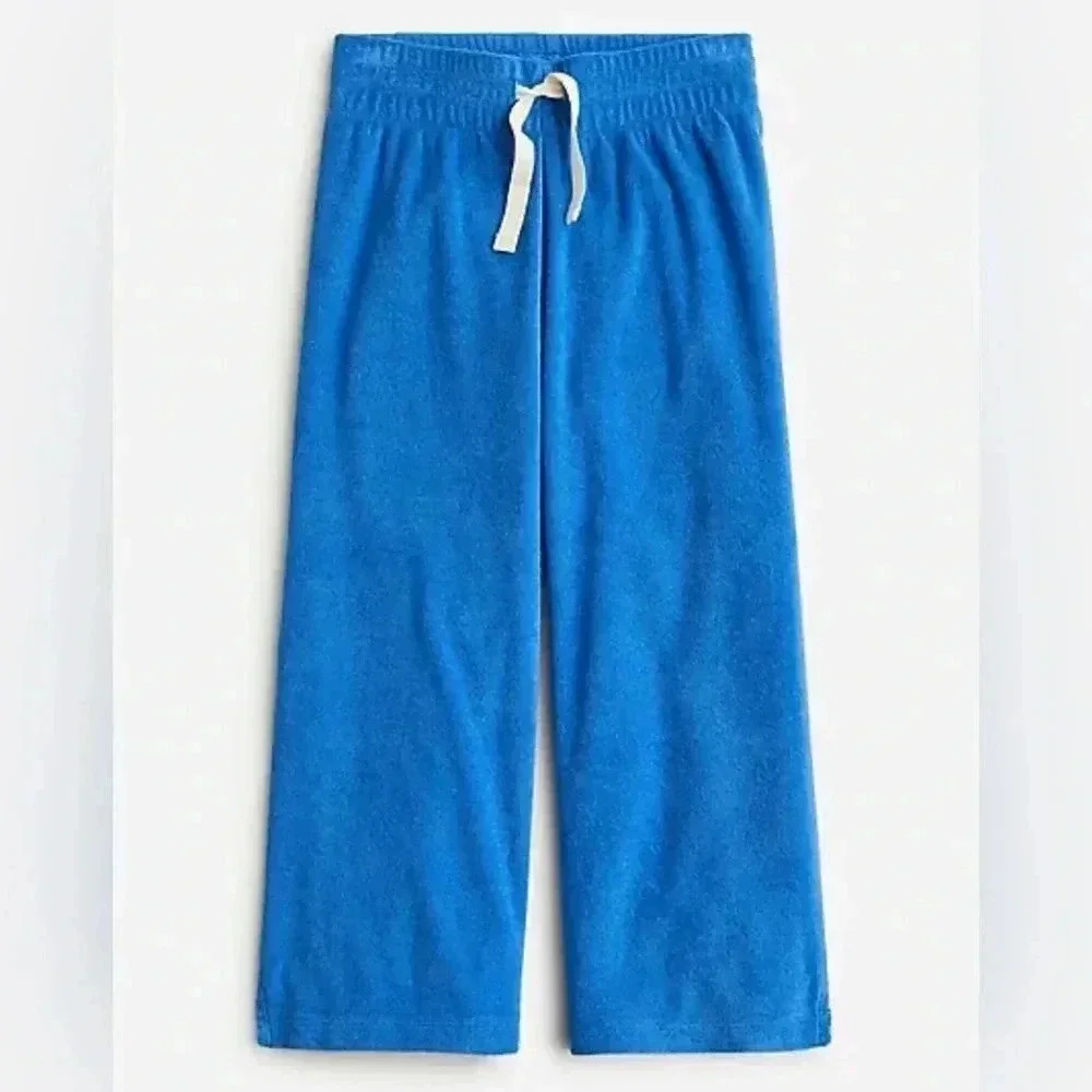 NWOT • JCREW crewcuts girls wide leg towel terry sail blue pants 2T